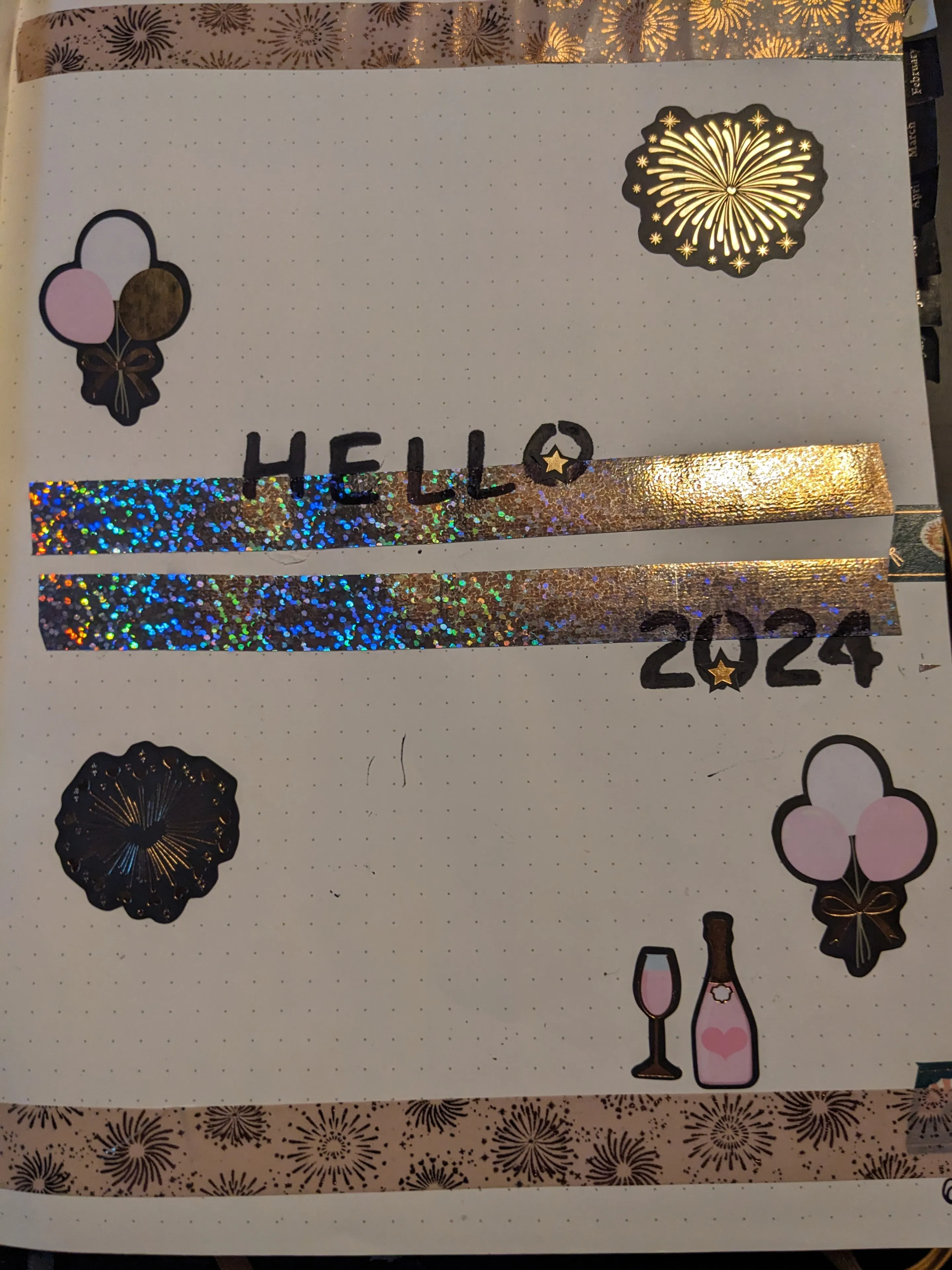 Hello new year page in my dot-grid planner